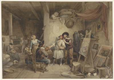 Adriaen Brouwer, öğrencisi J. van Craesbeek ile by Jean Baptiste Madou