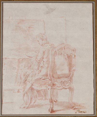 Bir kadın bir manzara çiziyor by Jean Baptiste Marie Pierre