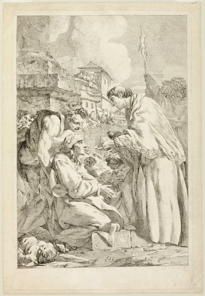 Saint Charles Borromeo Vebadan Yaralananları Kutsadı by Jean Baptiste Marie Pierre