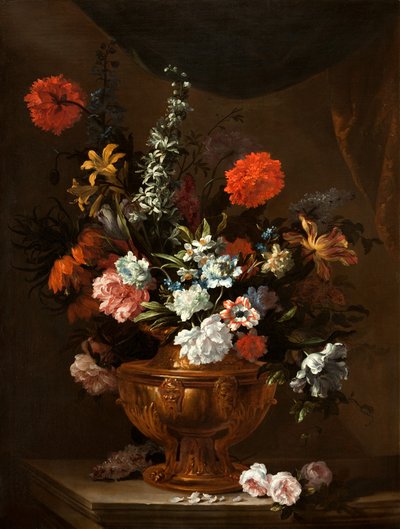 Heykel Vazoda Çiçekler by Jean Baptiste Monnoyer