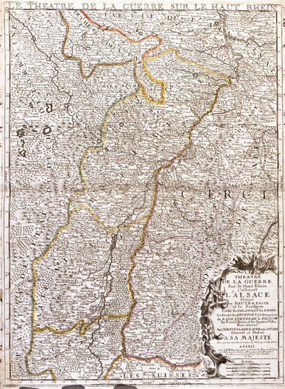 Alsace (Fransa) Haritası (Gravür by Jean-Baptiste Nolin