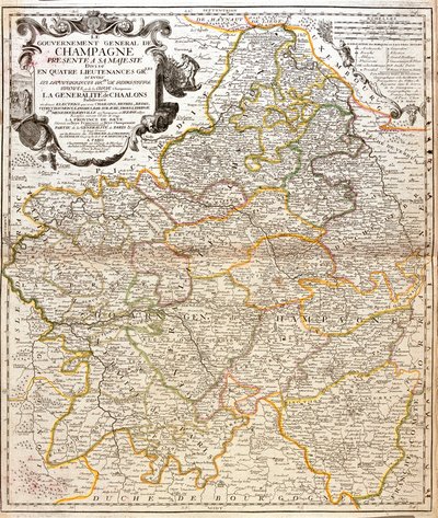 Şampanya Haritası (Fransa) (Gravür by Jean-Baptiste Nolin