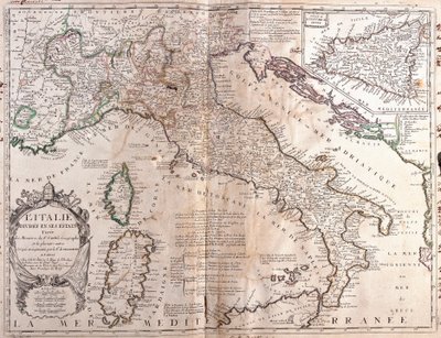Korsika, Sardunya ve Sicilya ile İtalya Haritası (Gravür by Jean-Baptiste Nolin