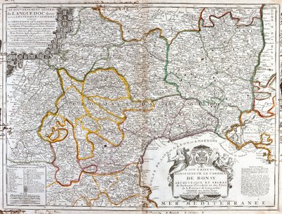 Languedoc Haritası (Güney Fransa) (Gravür by Jean-Baptiste Nolin