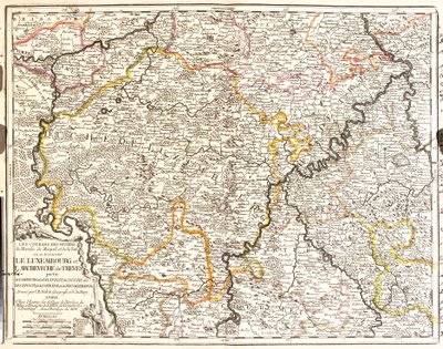 Lüksemburg ve Treves (Almanya) piskoposluk haritası (Gravür by Jean-Baptiste Nolin