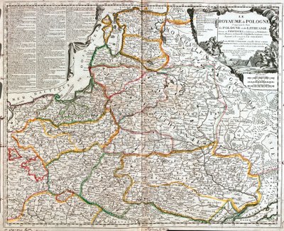 Polonya ve Litvanya Haritası (Gravür by Jean-Baptiste Nolin