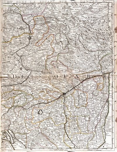 Swabia (Almanya) Haritası (Gravür by Jean-Baptiste Nolin