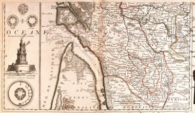 Aquitaine Haritası (Fransa) (Gravür by Jean-Baptiste Nolin