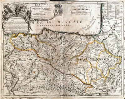 Biscay Eyaleti (İspanya) ve Navarre Krallığı (Fransa) Haritası (Gravür by Jean-Baptiste Nolin