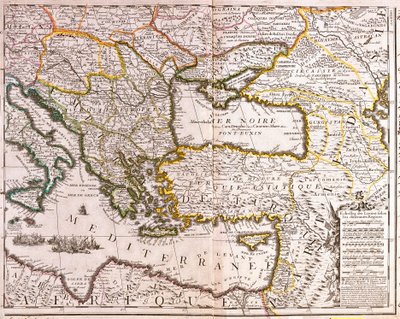 Doğu Akdeniz ve Karadeniz ülkeleri, Türkiye ve Küçük Asya illerinin haritası (gravür by Jean Baptiste Nolin