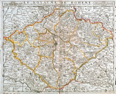 Bohemya Krallığı (Çek Cumhuriyeti) Haritası (Gravür by Jean Baptiste Nolin