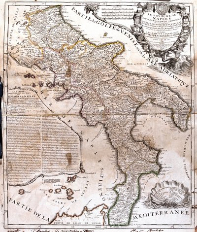 Napoli Krallığı Haritası (İtalya) (Gravür by Jean-Baptiste Nolin