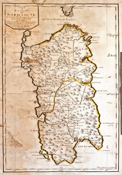 Sardunya Krallığı Haritası (İtalya) (Gravür by Jean-Baptiste Nolin