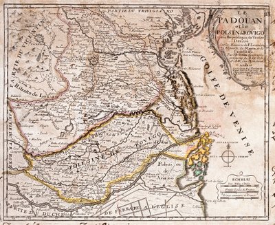 Padua ve Polesine (İtalya) bölgesinin haritası (Gravür by Jean-Baptiste Nolin