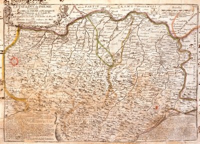 Parma (İtalya) bölgesinin haritası (Gravür by Jean-Baptiste Nolin