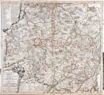 Limoges (Fransa) piskoposluk haritası (Gravür by Jean-Baptiste Nolin