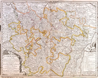 Lorraine (Fransa) eyaletinin haritası (Gravür by Jean-Baptiste Nolin