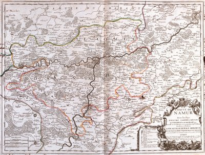 Namur (Belçika) eyaletinin haritası (Gravür by Jean-Baptiste Nolin