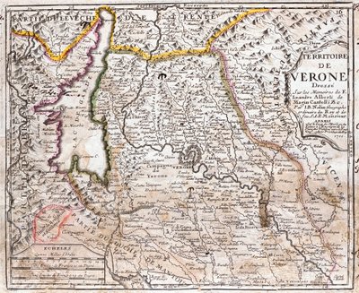 Verona topraklarının haritası (Veneto, İtalya) (gravür by Jean-Baptiste Nolin