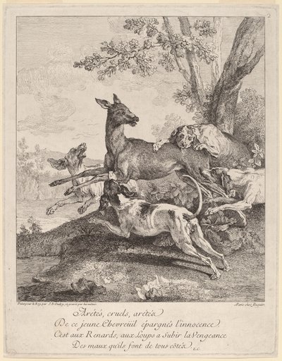 Köpeklerin Saldırdığı Bir Geyik by Jean Baptiste Oudry