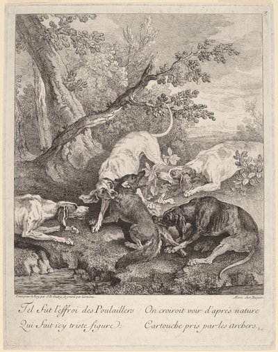 Köpeklerin Saldırdığı Bir Tilki by Jean Baptiste Oudry
