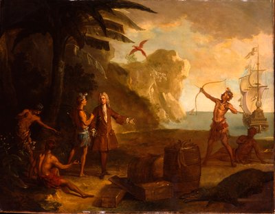 Amerika - Yerli Amerikalılarla bir varil tütün ve diğer mallar için pazarlık yapan Avrupalı bir tüccar, 1724 by Jean Baptiste Oudry