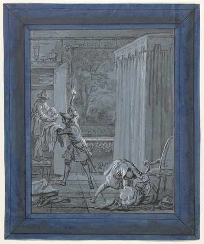 Koca, Karı ve Hırsız / Le Mari, la Femme et le Voleur Jean de La Fontaine tarafından Fabllar için İllüstrasyonlar (dizi adı) by Jean Baptiste Oudry