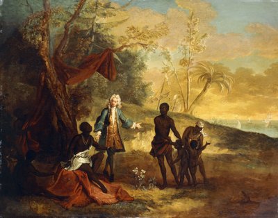 Dünyanın Dört Parçasından - Afrika: Siyah Bir Şefle Takas Yapan Avrupalı Bir Tüccar, 1724 by Jean Baptiste Oudry