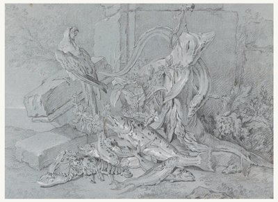 Balık ve Papağan ile Natürmort by Jean Baptiste Oudry