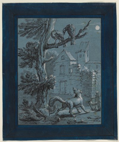Tilki ve Hindi Tavukları: La Fontaine Masalları için İllüstrasyon by Jean Baptiste Oudry