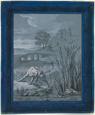 Keklik Yavrusunu Kurtarır by Jean Baptiste Oudry