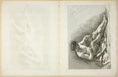 Kraliyet Akademisi Profesörleri tarafından kısmen oyulmuş Akademilerin figürlerinin İkinci kitabından şekil (arka ve ters), by Jean Baptiste Perronneau