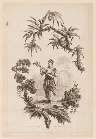 Dal Altında Müzik Aleti Çalan Figür by Jean Baptiste Pillement