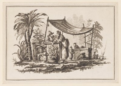 "Farklı Tarihsel Çin Konularından Altı Sayfalık Yeni Defter"den Vazoda Çiçekli Figürler by Jean Baptiste Pillement