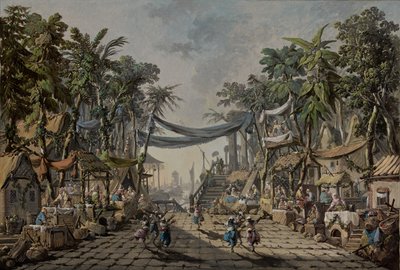 Hayali Bir Doğu Limanındaki Pazar Sahnesi, c. 1764 (tuval üzerine yağlı boya) by Jean Baptiste Pillement
