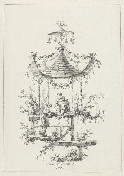 Chinoiserie tarzında süs kompozisyonu Deuxième Cahier de six Baraques Chinoises için chinoiserie tarzında süs tasarımları (seri başlığı) by Jean Baptiste Pillement