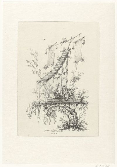 Chinoiserie tarzında süs kompozisyonu Deuxième Cahier de six Baraques Chinoises için chinoiserie tarzında süs tasarımları (seri başlığı) by Jean Baptiste Pillement