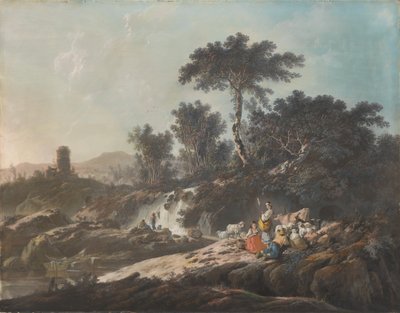 Dere kenarında dinlenen çobanlar by Jean Baptiste Pillement