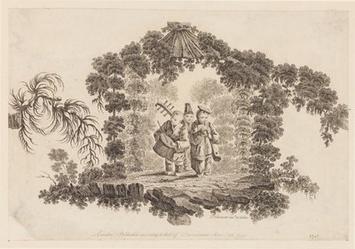 Müzik Aletleri Çalan Üç Figür, "Çeşitli Çin Çocuk Oyunları Koleksiyonu"ndan by Jean Baptiste Pillement