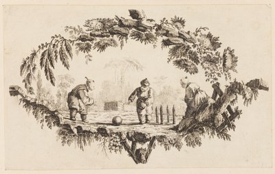"Çeşitli Çin Çocuk Oyunları Koleksiyonu"ndan Topla Oynayan Üç Figür by Jean Baptiste Pillement