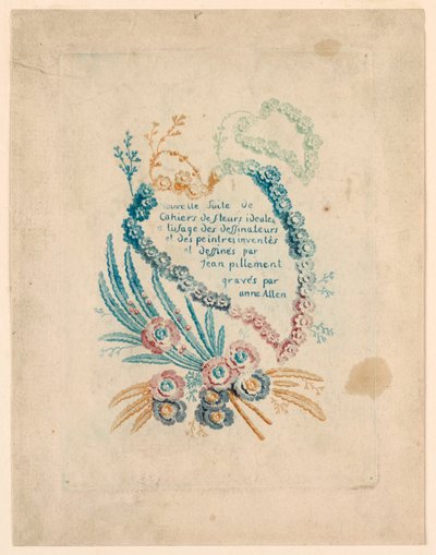 "Nouvelle Suitte de Cahiers de fleurs iéales" için başlık sayfası by Jean Baptiste Pillement