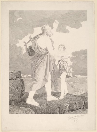 Kör Homeros by Jean Baptiste Raphael Urbain Massard, after Baron François Gerard