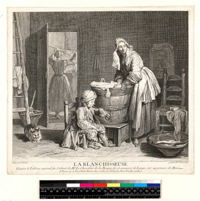 Charles Nicolas Cochin I (1688-1754) 1739 tarafından oyulmuş La Blanchisseuse (gravür ve gravür) by Jean Baptiste Simeon (after) Chardin
