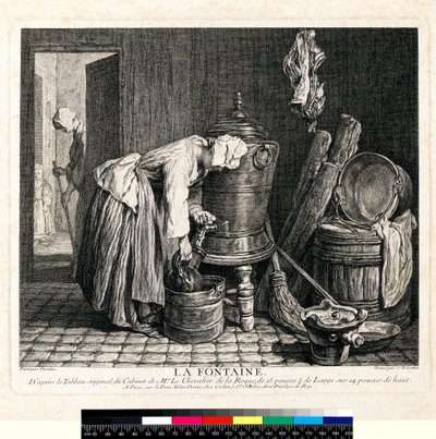 Charles Nicolas Cochin I (1688-1754) 1739 tarafından oyulmuş La Fontaine (dokuma kağıt üzerine gravür ve gravür) by Jean Baptiste Simeon (after) Chardin