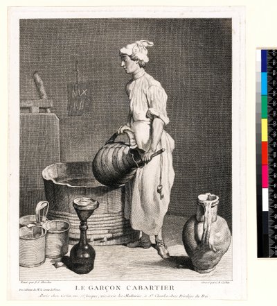 Charles Nicolas Cochin I (1688-1754) 1750 (gravür ve gravür) tarafından oyulmuş Le Garçon Cabaretier (Kilerdeki Çocuğu) by Jean Baptiste Simeon (after) Chardin