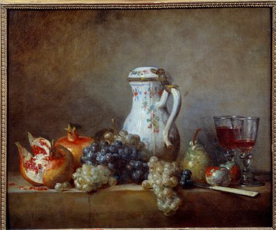 Üzüm ve El Bombası Tablosu Jean Baptiste Simeon Chardin (1699-1779) 1763 Güneş. 0,47x0,57 m - Üzüm ve nar. Jean Baptiste Simeon Chardin