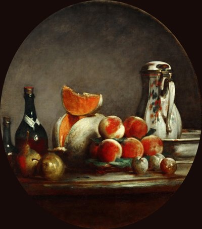 Kavun, armut, şeftali ve erik veya Kesilmiş kavun, 1760 by Jean Baptiste Simeon Chardin