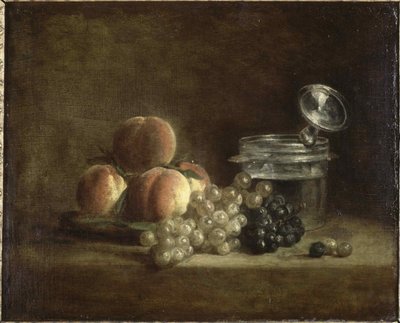 Şeftali ve üzüm. by Jean Baptiste Simeon Chardin