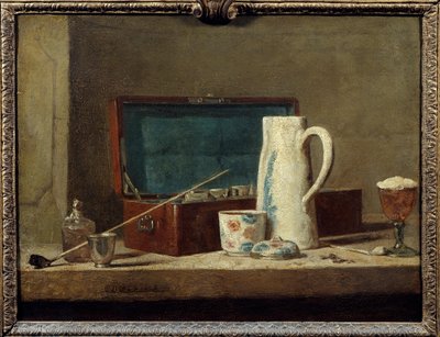 İçmek veya sigara içmek için pipolar ve vazolar Tablo Jean Baptiste Simeon Chardin (1699-1779) 18. yüzyıl Güneşi. 0,32 x 0,42 m. Paris. Louvre müzesi by Jean Baptiste Simeon Chardin