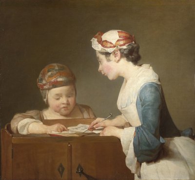 genç okul müdiresi by Jean Baptiste Simeon Chardin